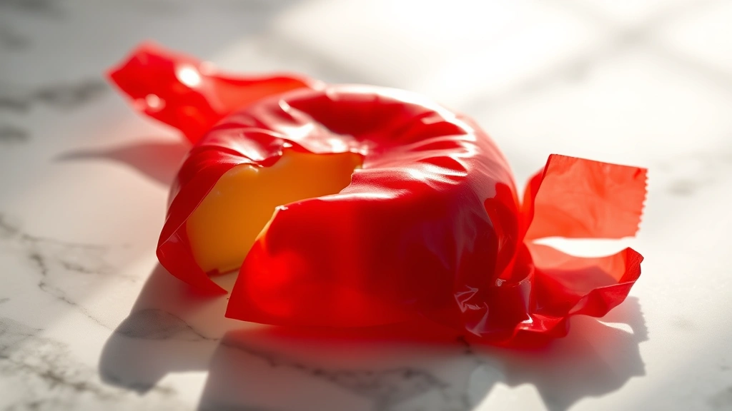 Close-up of unwrapped red wax Babybel cheese round on white marble surface with natural morning sunlight casting soft shadows, shallow depth of field, professional food photography style