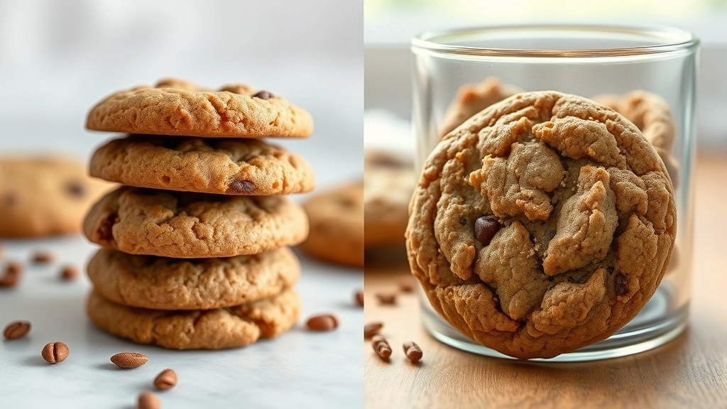 Split-screen comparison showing homemade whole grain cookie on left versus commercial processed cookie on right, with nutritional elements subtly illustrated through ingredient visibility, warm natural lighting