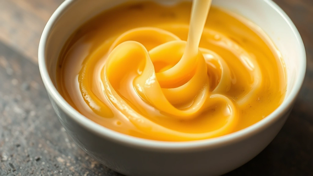 Close-up of silky egg ribbons dispersing through golden broth in white ceramic bowl, steam rising, minimalist food photography with soft natural lighting